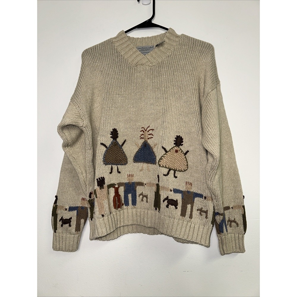 vintage northern isles sweater Friendship Hand Embroidered Size Large Lovely